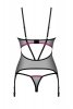 Obsessive Gorset i stringi Novenes czarny